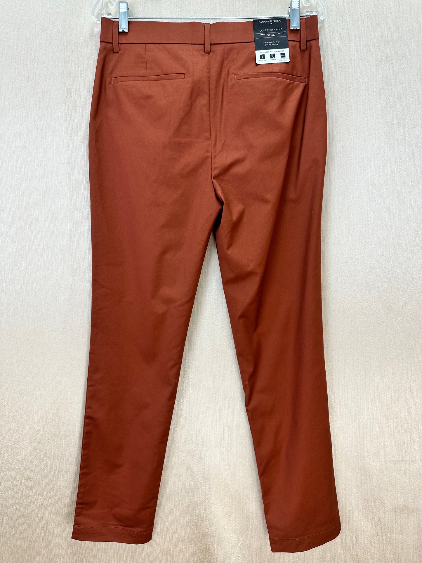 NWT - BANANA REPUBLIC sienna rust Slim Fit Core Temp Chino Pants - 30x30