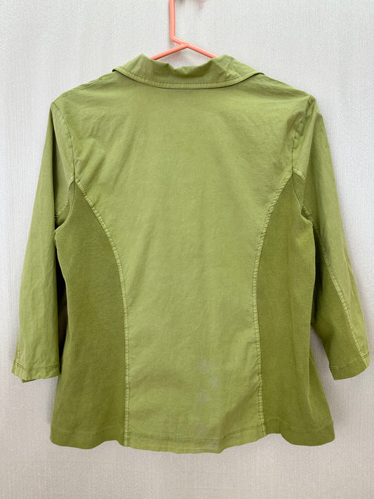 NWT - CHICOS ZENERY green Rib Mix 3/4 Sleeve Rita Blazer Jacket - 2 | US 12 / L