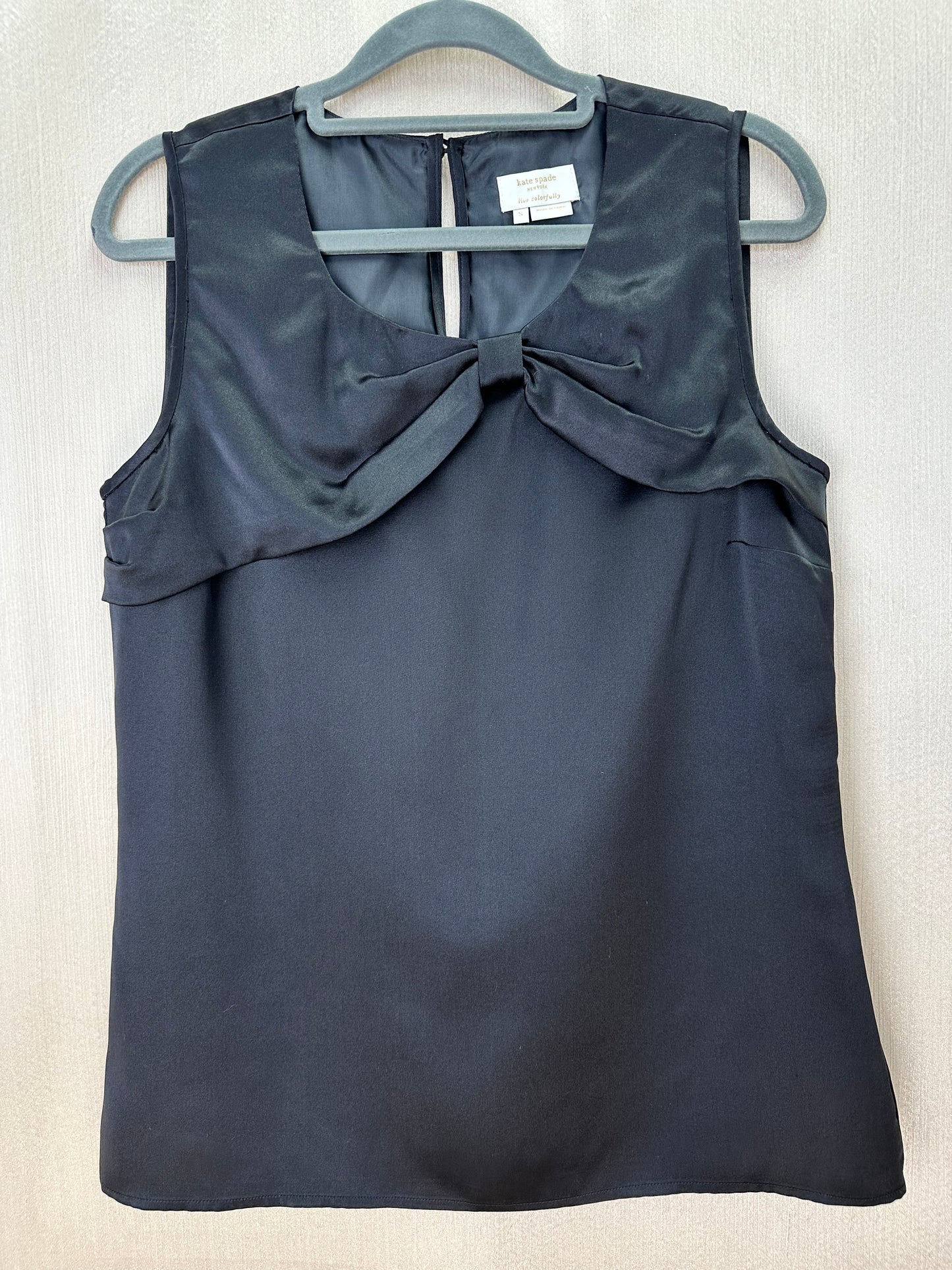 KATE SPADE black Silk Bow Detail Sleeveless Top - S