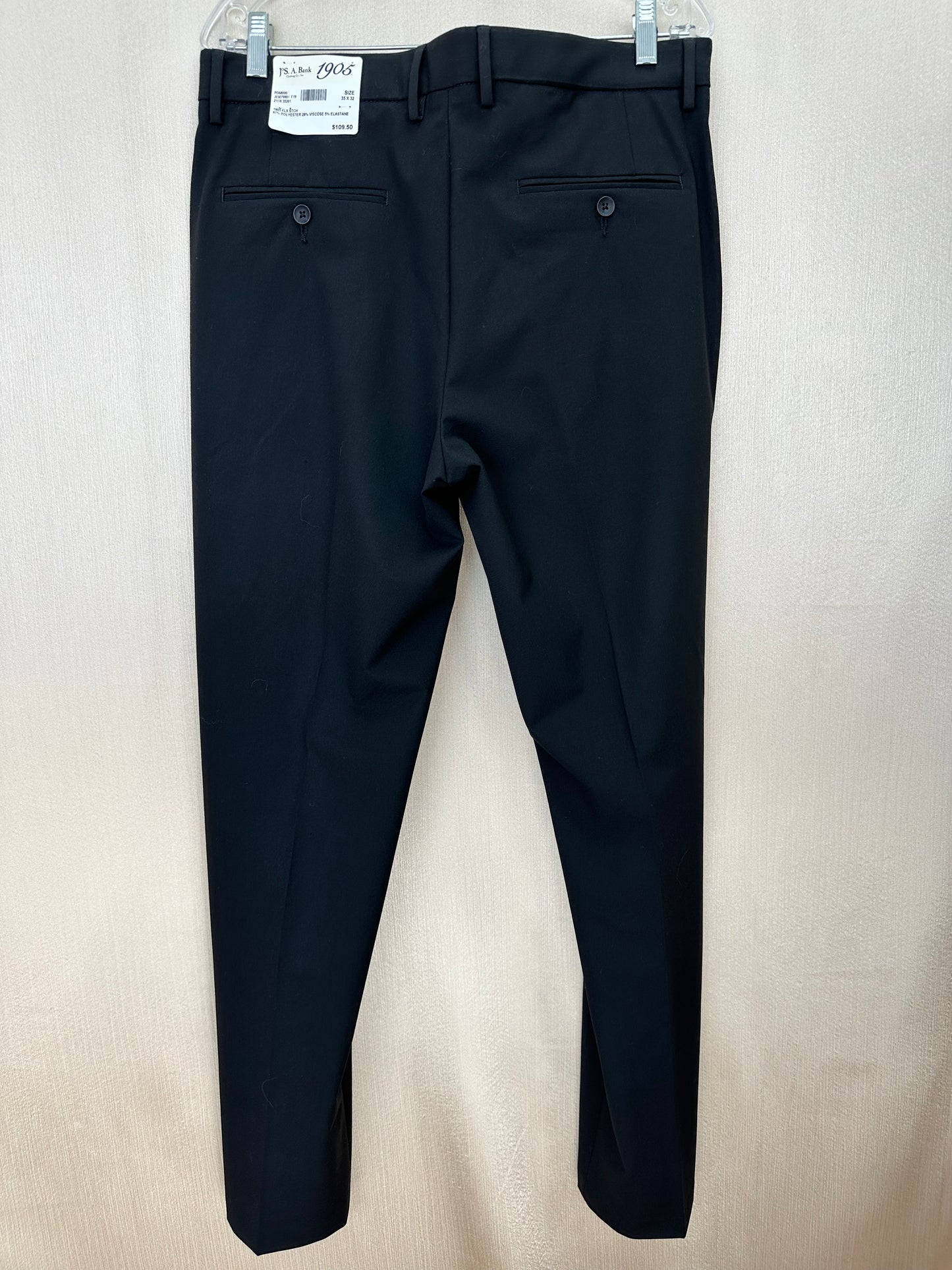 NWT - JOS A BANK black 1905 Flex Stretch Slim Fit Pants - 35 x 32