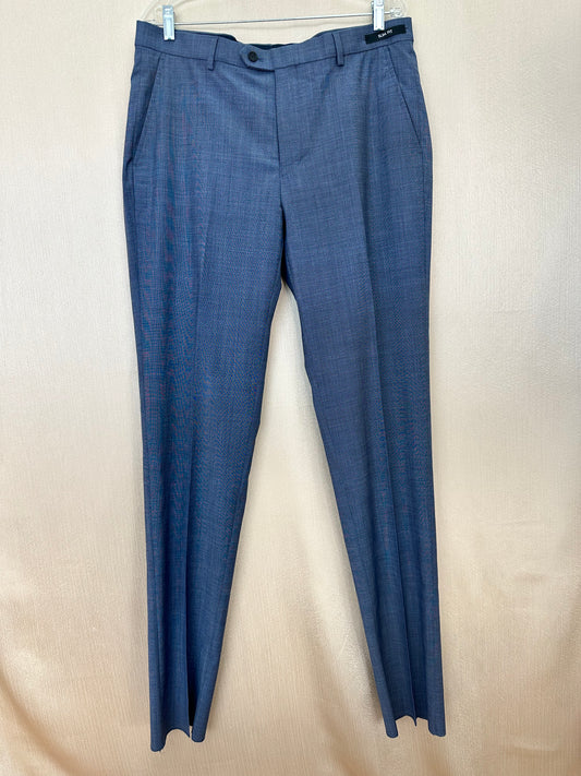 NWT - JOS A BANK blue Flat Front Open UNHEMMED Traveler 37.5 Pants - 35R