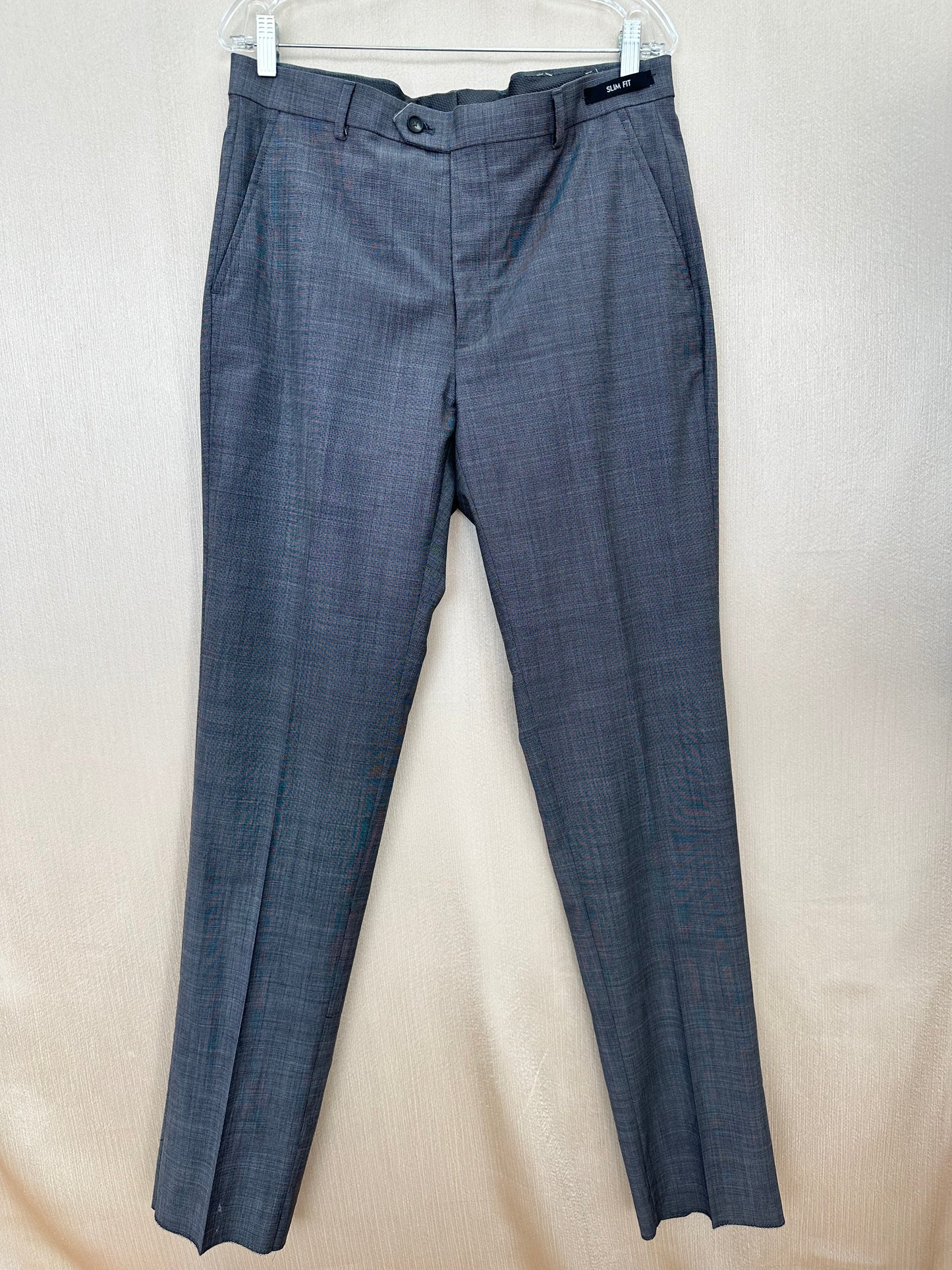 NWT - JOS A BANK gray Flat Front Open UNHEMMED Traveler 37.5 Pants - 35R