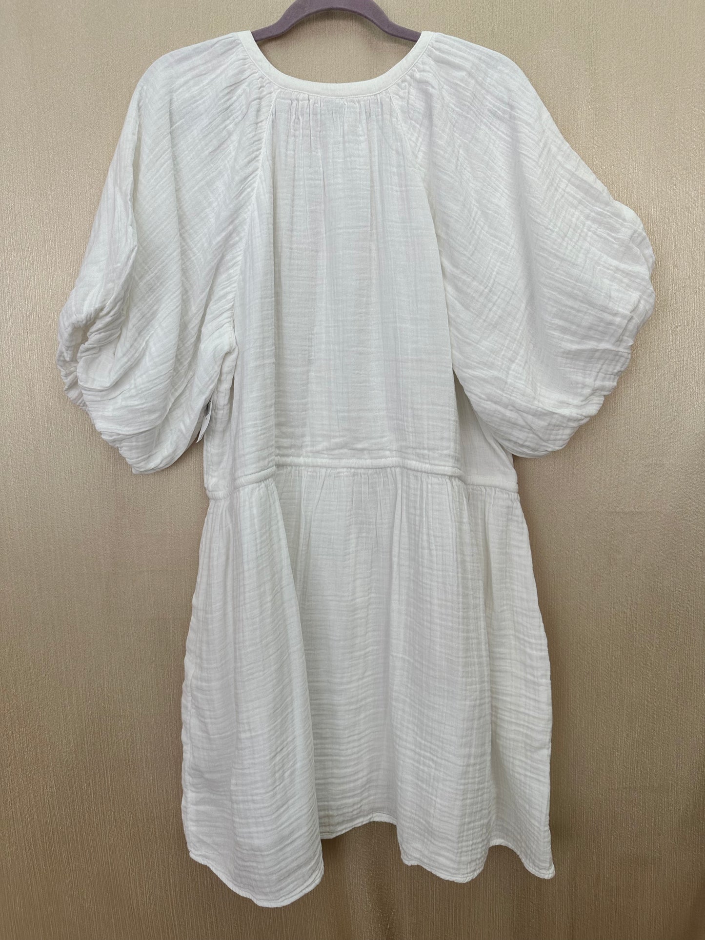 NWT - OLD NAVY white Gauze Drawstring Waist Puff Sleeve Dress - XL