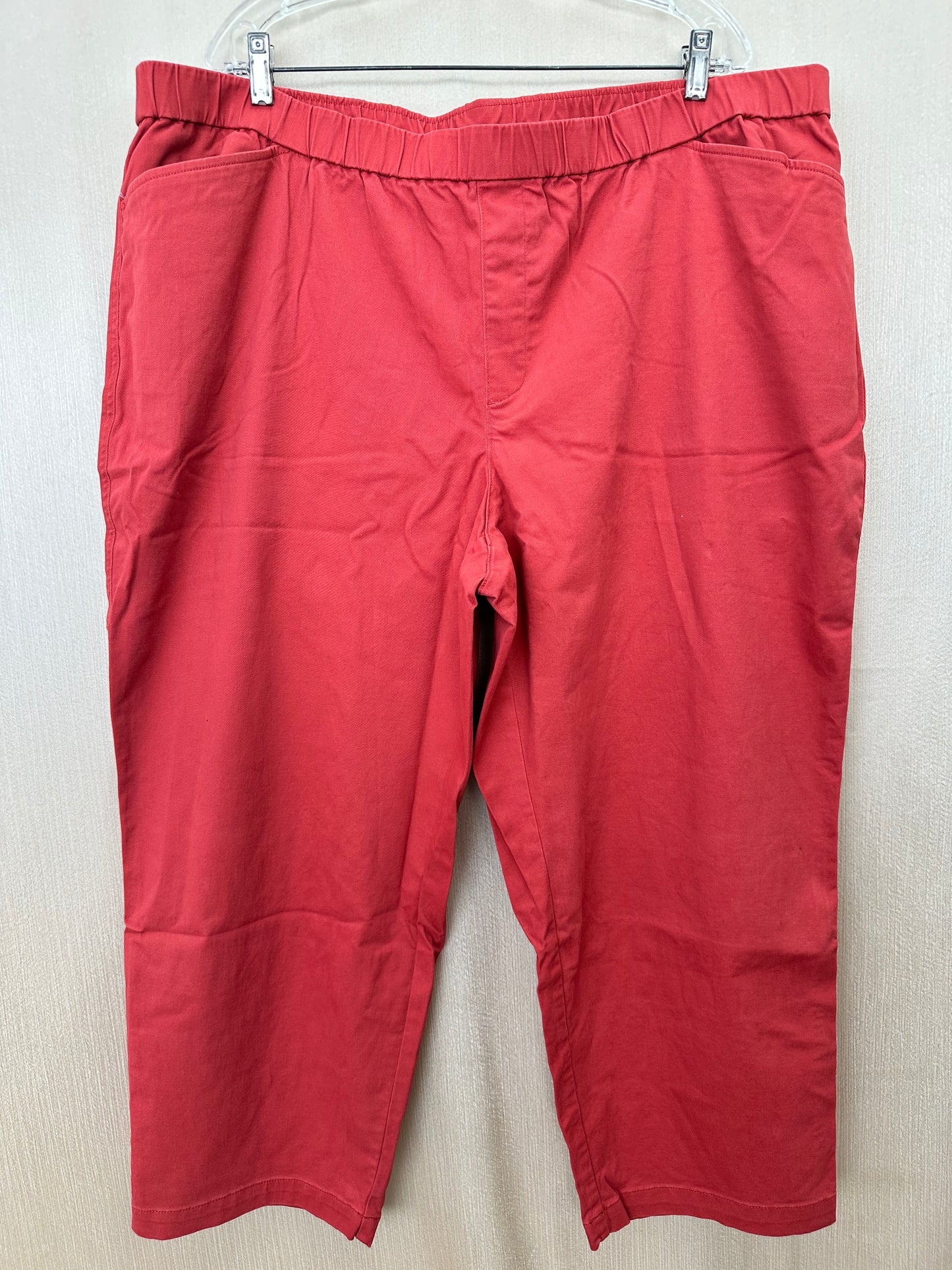 NWT - LANDS END sunwashed red Mid Rise Pull On Chino Ankle Pants - 26W