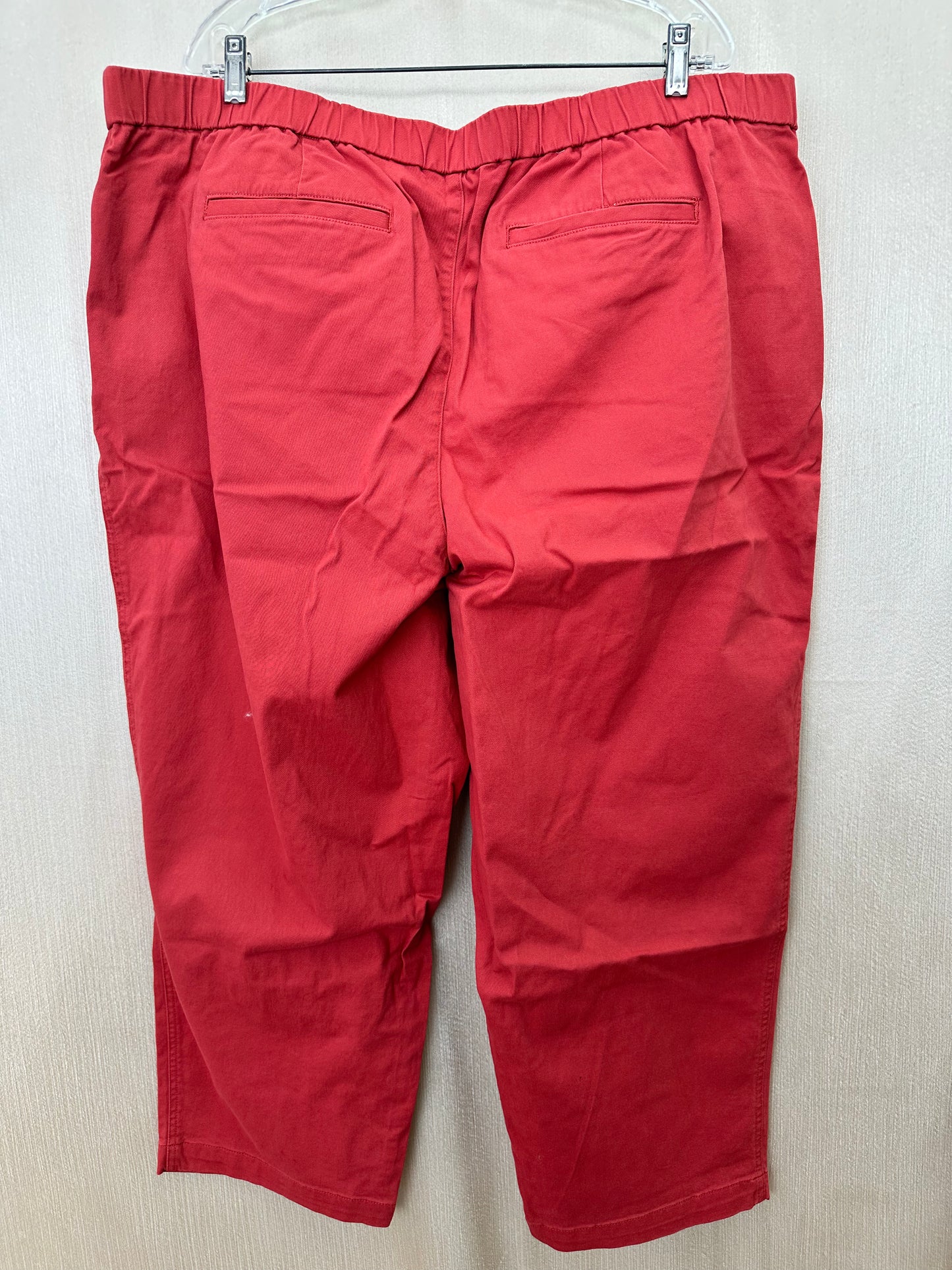 NWT - LANDS END sunwashed red Mid Rise Pull On Chino Ankle Pants - 26W