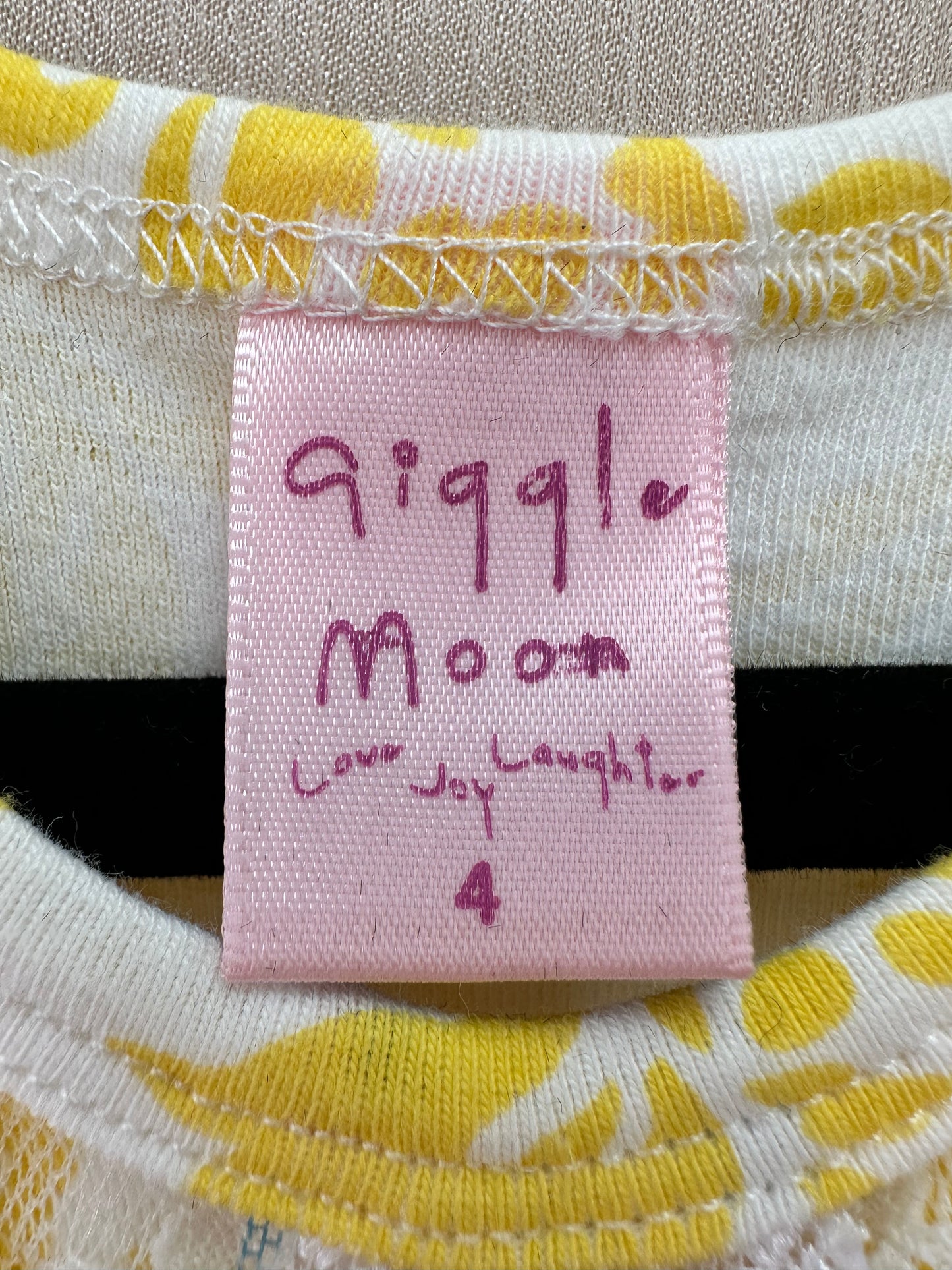 GIGGLE MOON yellow pink Drop Waist Lace Detail Sleeveless Dress - 4