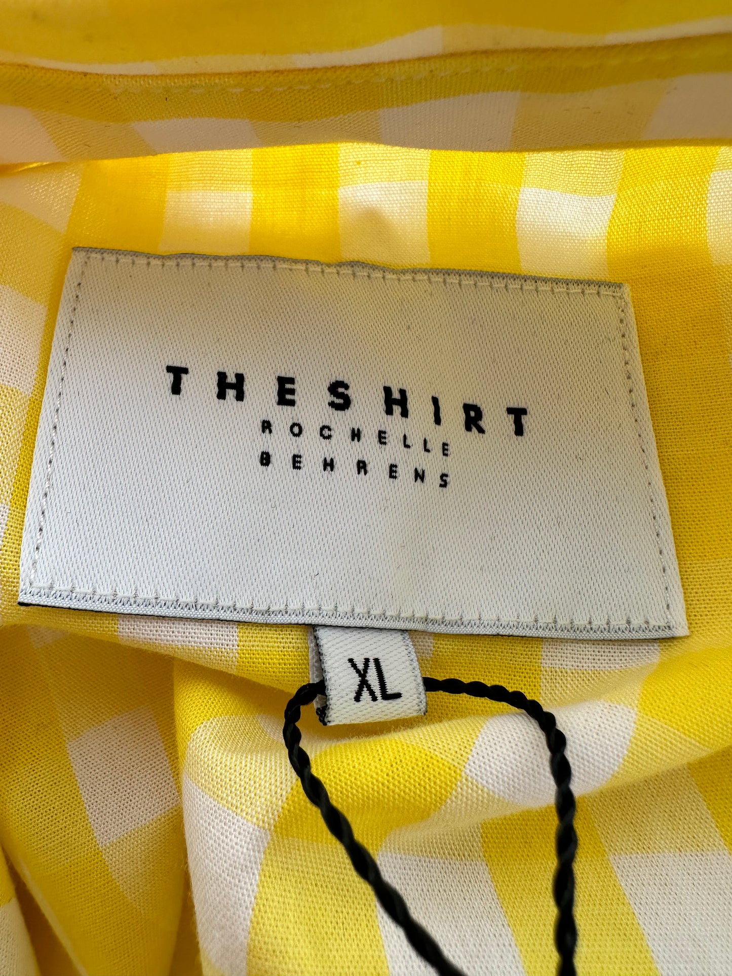 NWT - THE SHIRT ROCHELLE BEHRENS yellow check Pearl Snap 1/2 Sleeve Dress - XL