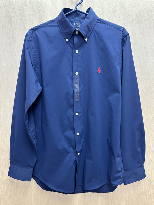 NWT - POLO RALPH LAUREN navy blue Classic Fit Performance Stretch Shirt - M