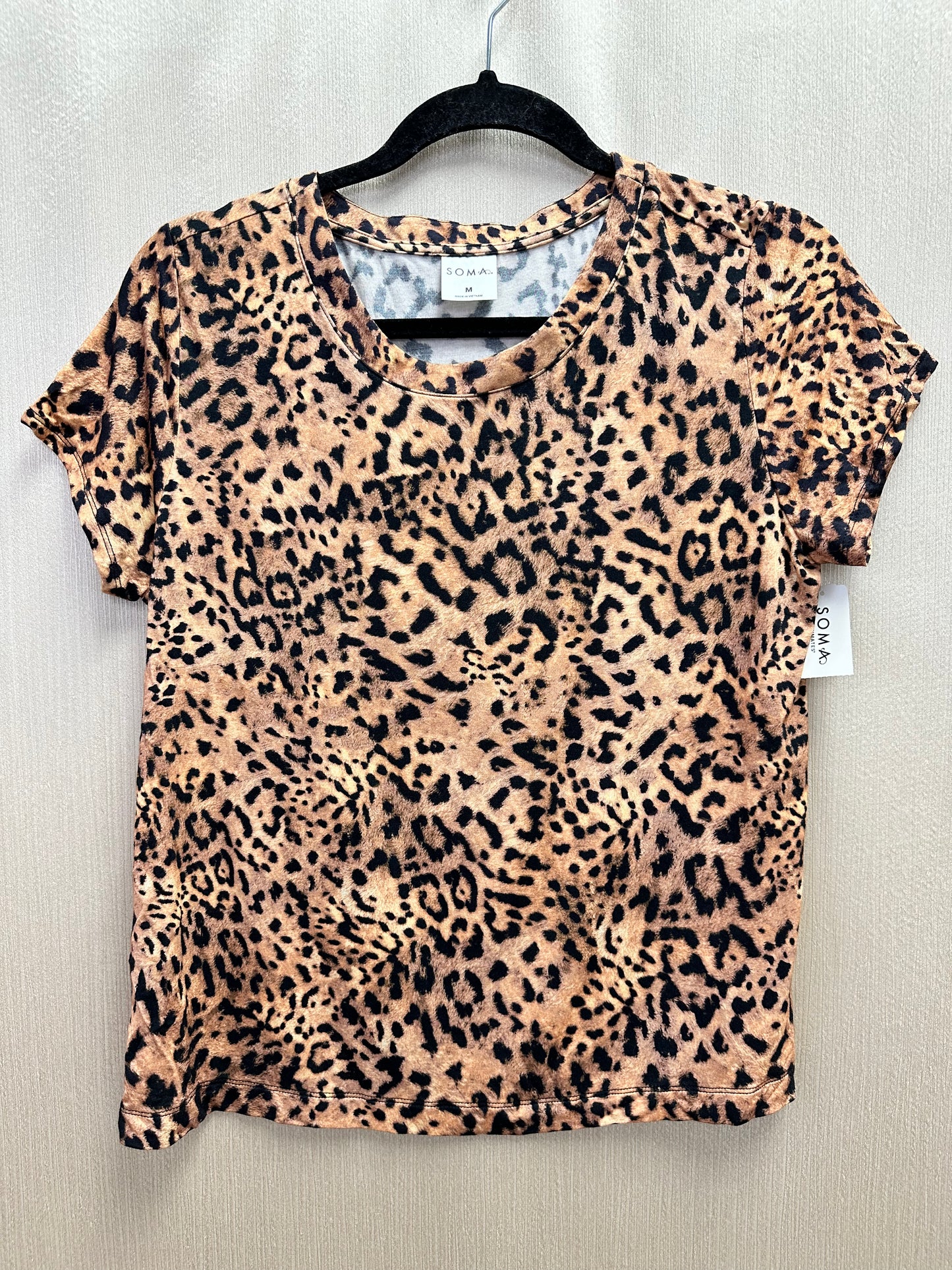 NWT - SOMA brown black On the Prowl Animal Print Cool Nights Pajama Top - M