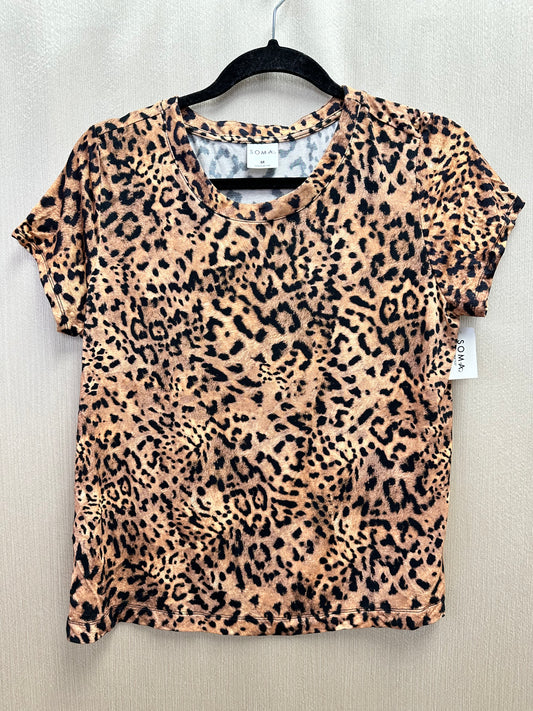 NWT - SOMA brown black On the Prowl Animal Print Cool Nights Pajama Top - M