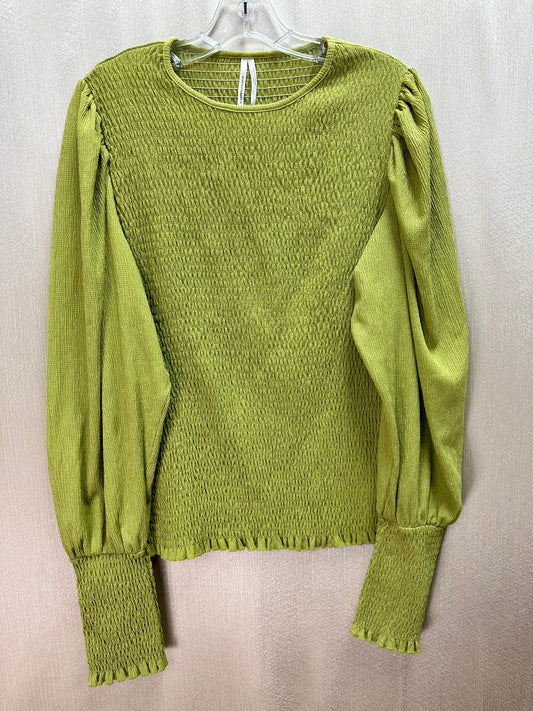 NWT - ANTHROPOLOGIE guacamole green Gauze Smocked Puff Sleeve Top - XL