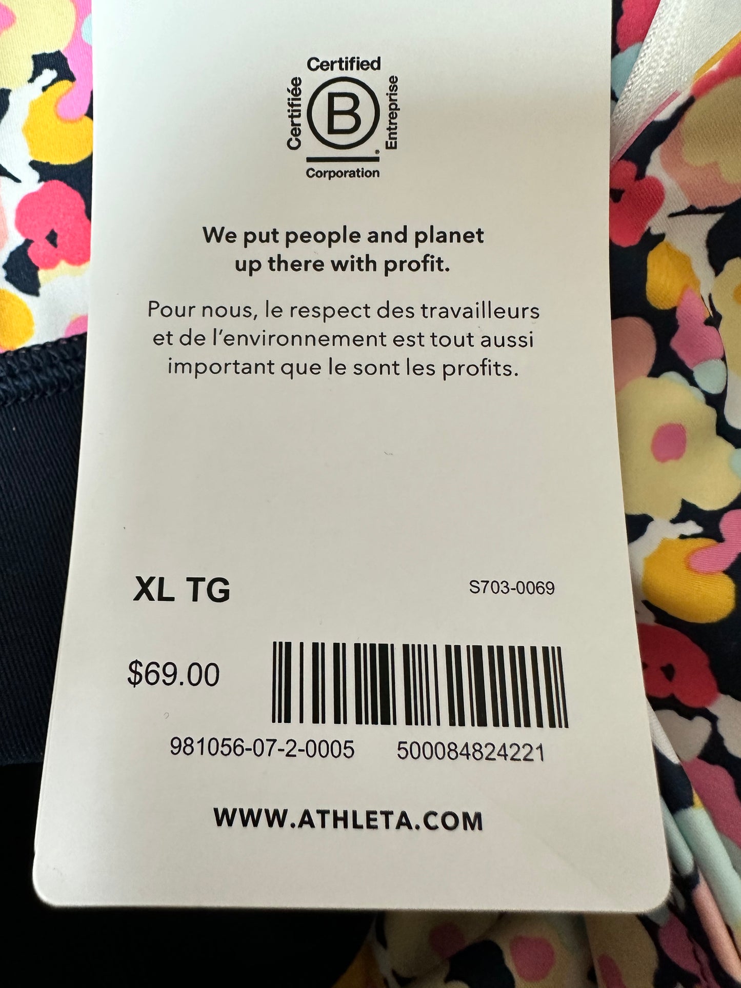 NWT - ATHLETA pink navy Floral 13.5" Ace Printed Tennis Skort - XL