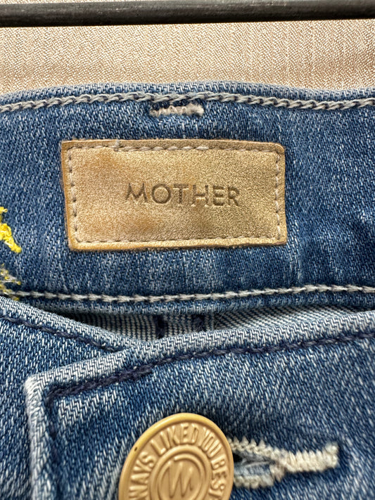 MOTHER Wet My Pants Cherry Picking Embroidered Mid Rise Dazzler Ankle Jeans - 24