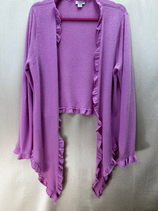 INVESTMENTS pink Cashmere Ruffle Open Ballerina Cardigan - L/XL