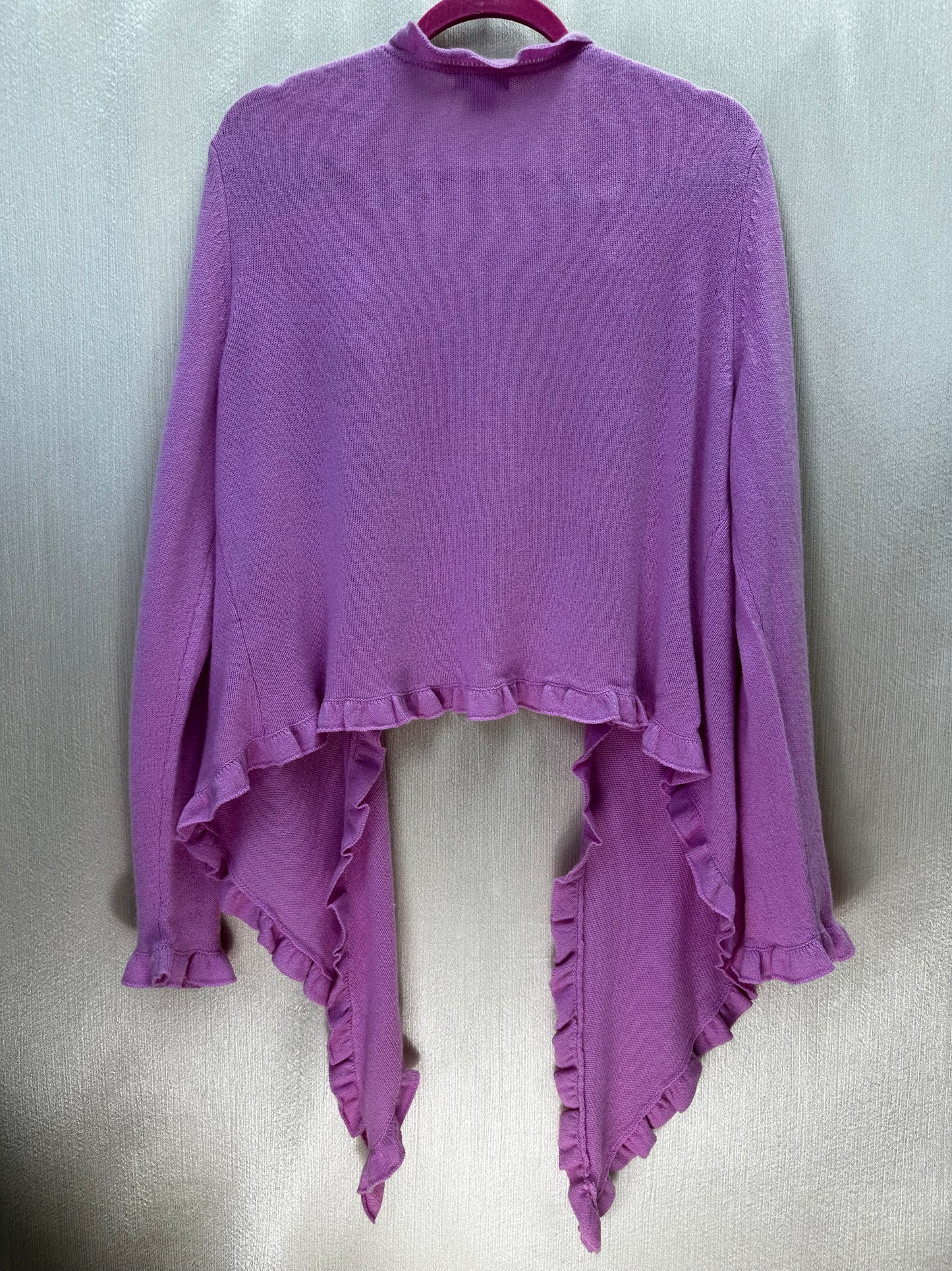 INVESTMENTS pink Cashmere Ruffle Open Ballerina Cardigan - L/XL