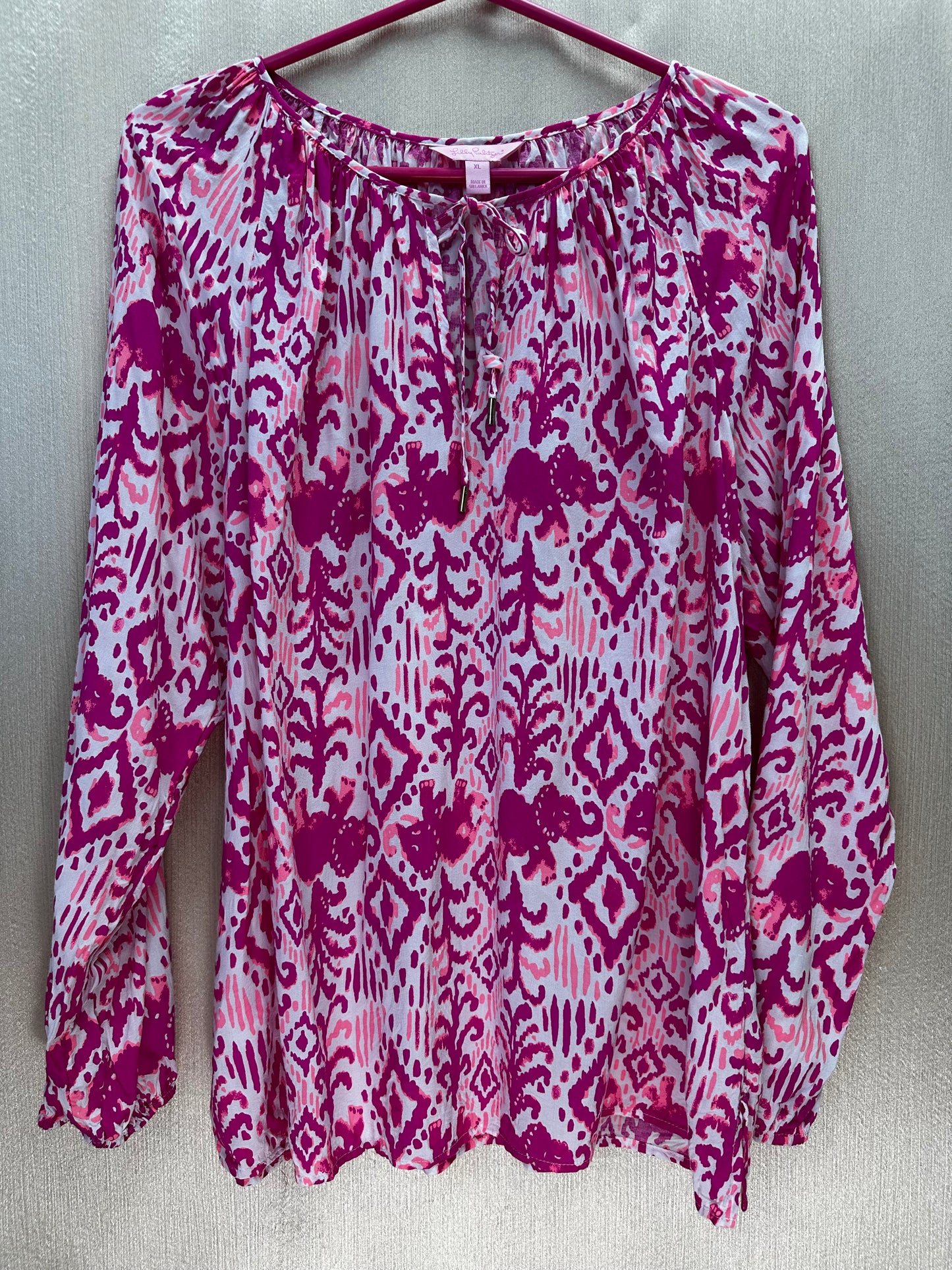 LILLY PULITZER magenta pink 100% Rayon Tons of Fun Willa Top - XL