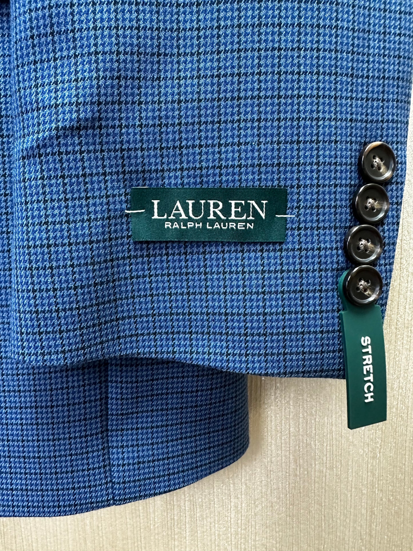 NWT - LAUREN RALPH LAUREN blue check Ultraflex Stretch Suit Jacket Blazer - 42L