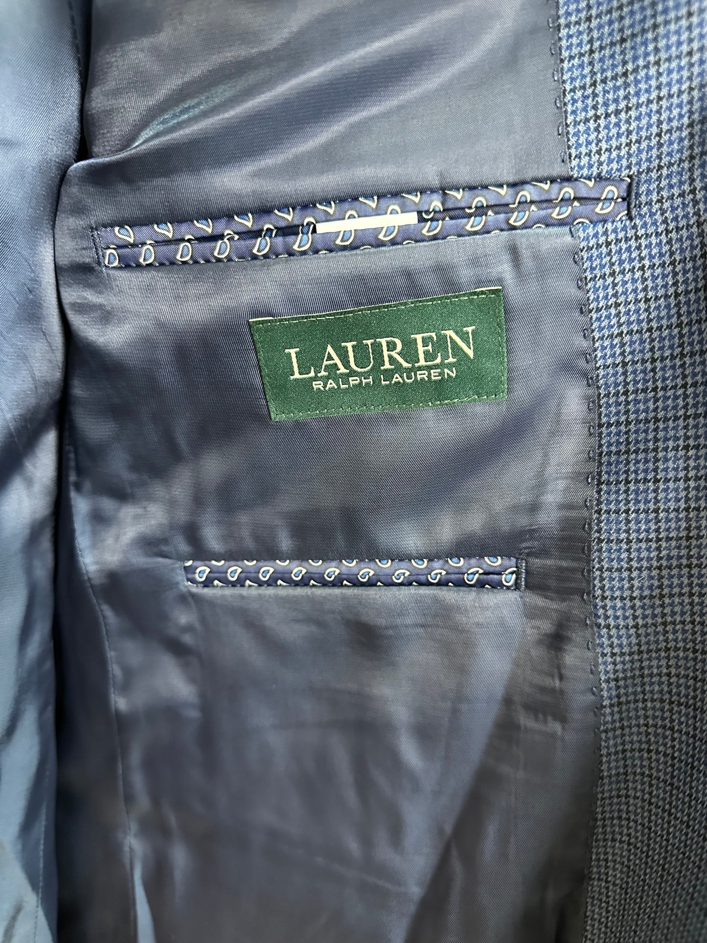 NWT - LAUREN RALPH LAUREN blue check Ultraflex Stretch Suit Jacket Blazer - 42L