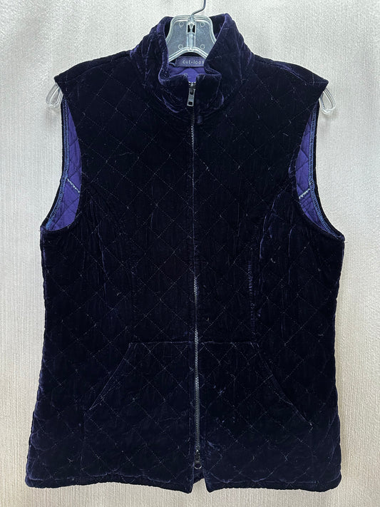 CUT LOOSE purple Velvet Silk & Rayon Blend Quilted Pocket Vest - S