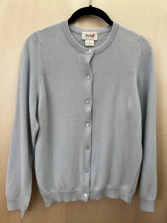 NWT - NEIMAN MARCUS light blue Cashmere Button Front Cardigan Sweater - S