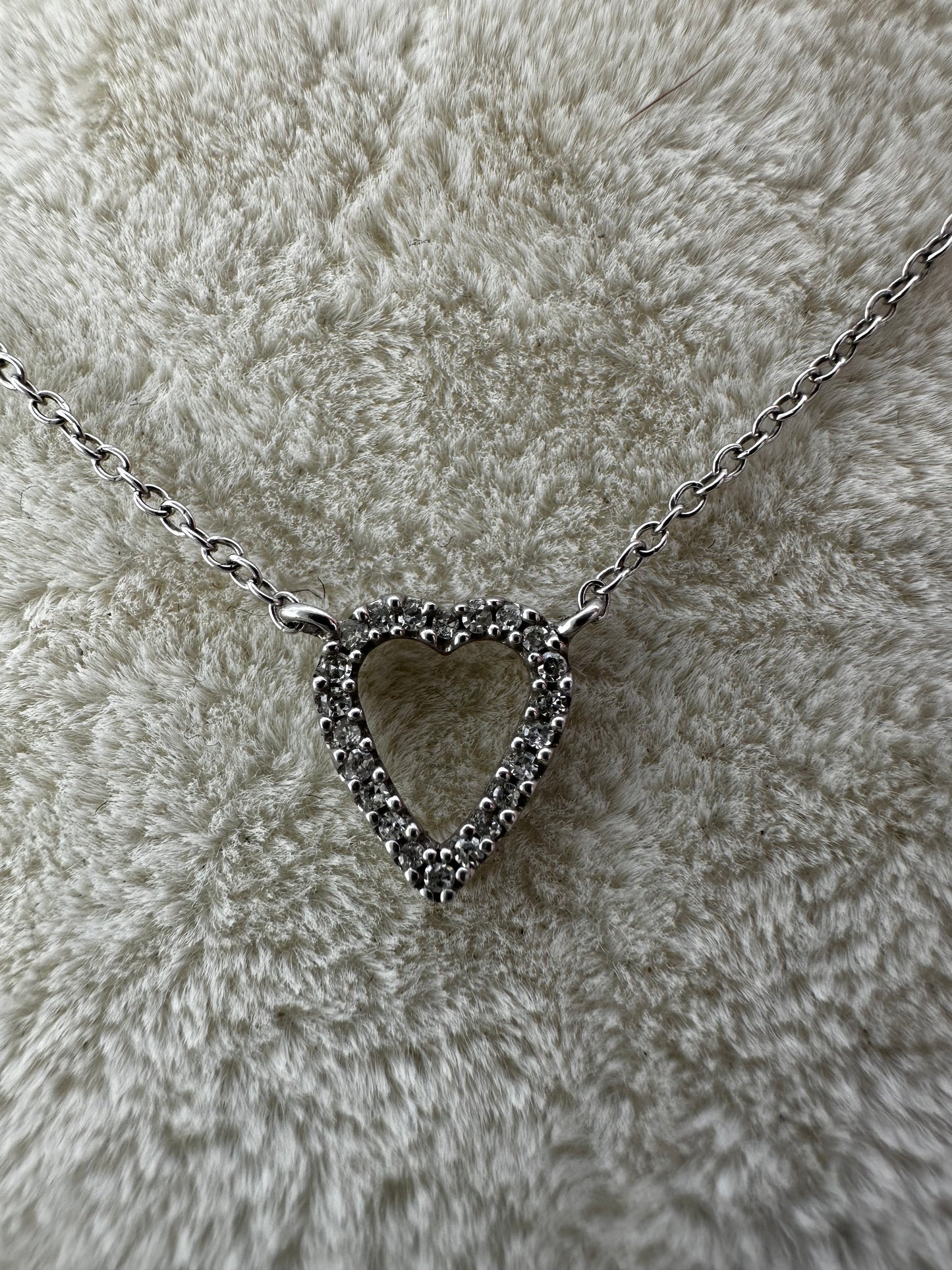 ADINA REYTER 925 Sterling Silver Diamond Heart Adjustable Necklace - 15.75" or 16.75"