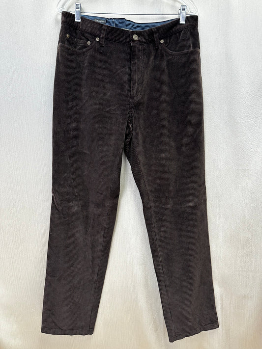 NWT - J MCLAUGHLIN dark brown Dex Long Bottom Corduroy Pants - 34 L: 33"