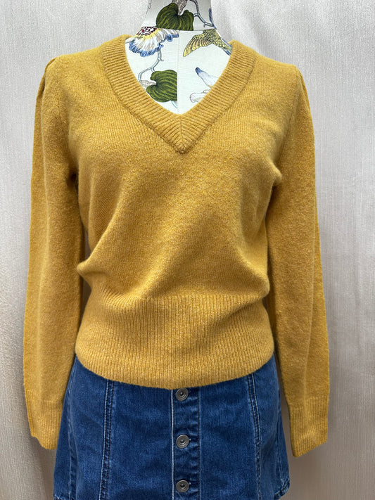 NWT - MADEWELL mustard yellow Wool Blend V-Neck Sweater - XS