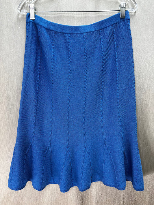 ST. JOHN MARIE GRAY blue Knit USA Made Knee Length Pull On Skirt - 10