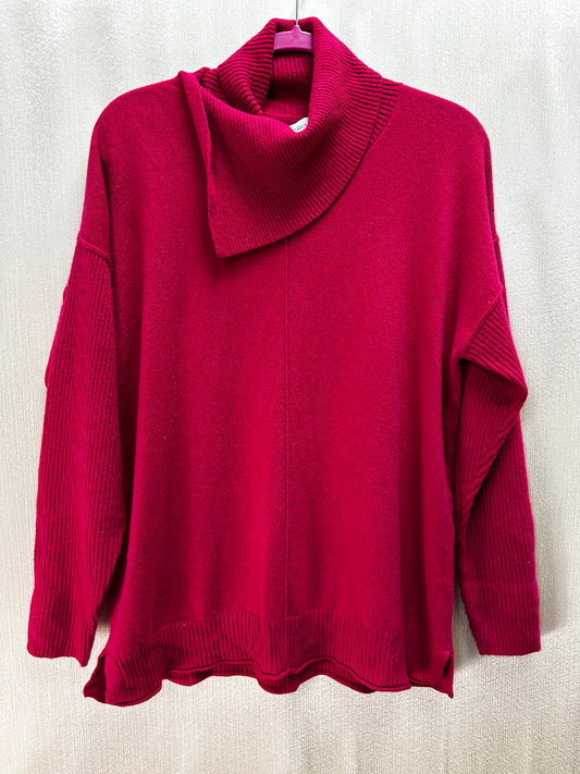 SUNDANCE berry pink 100% Cashmere Envelope Neck Sweater - L