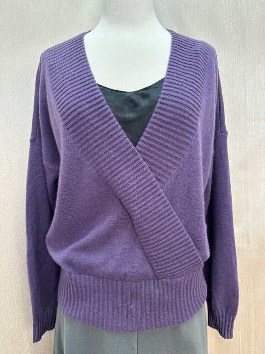 NWT - GARNET HILL purple Recycled Cashmere Drop Shoulder V-Neck Sweater - M