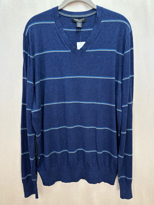 NWT - BANANA REPUBLIC navy stripe Silk Cotton Cashmere Blend Sweater - L