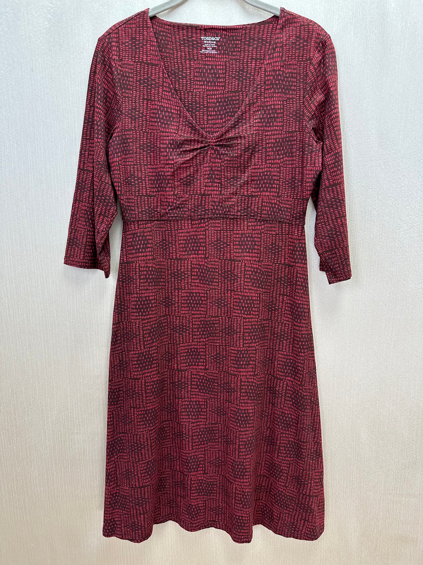 TOAD & CO red print 3/4 Sleeve A-line Rosalinda Dress - M