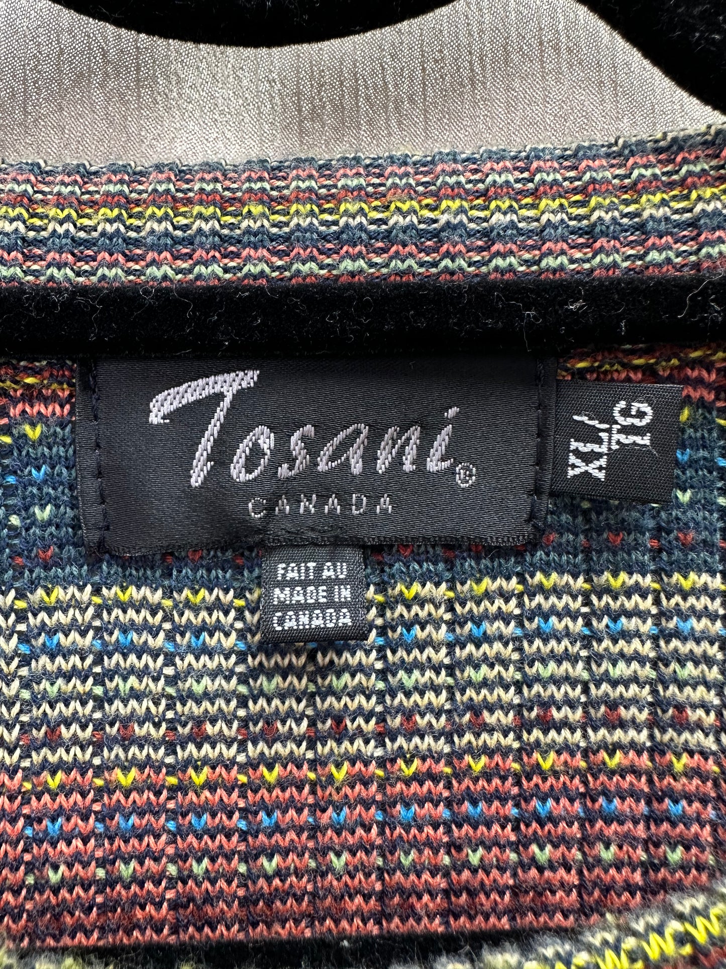 Vintage TOSANI rainbow Stripe Long Sleeve Sweater - XL