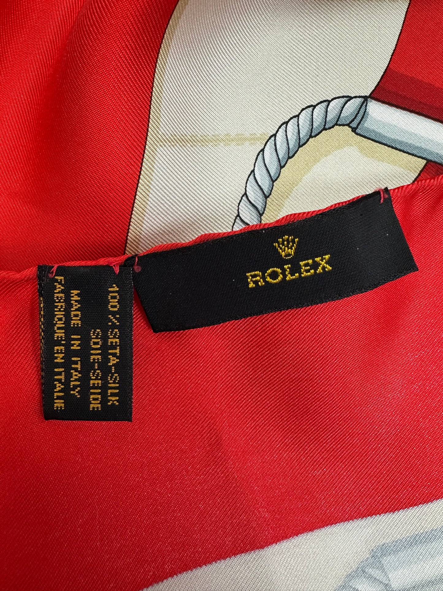 Vintage ROLEX Cup red blue 100% Silk Sailing Regatta Square Scarf - 34"