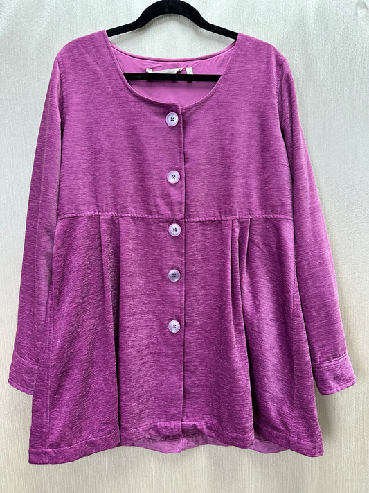 NWT - SOFT SURROUNDINGS fuchsia pink Velvet Chenille Pleated Fiona Shirt - L