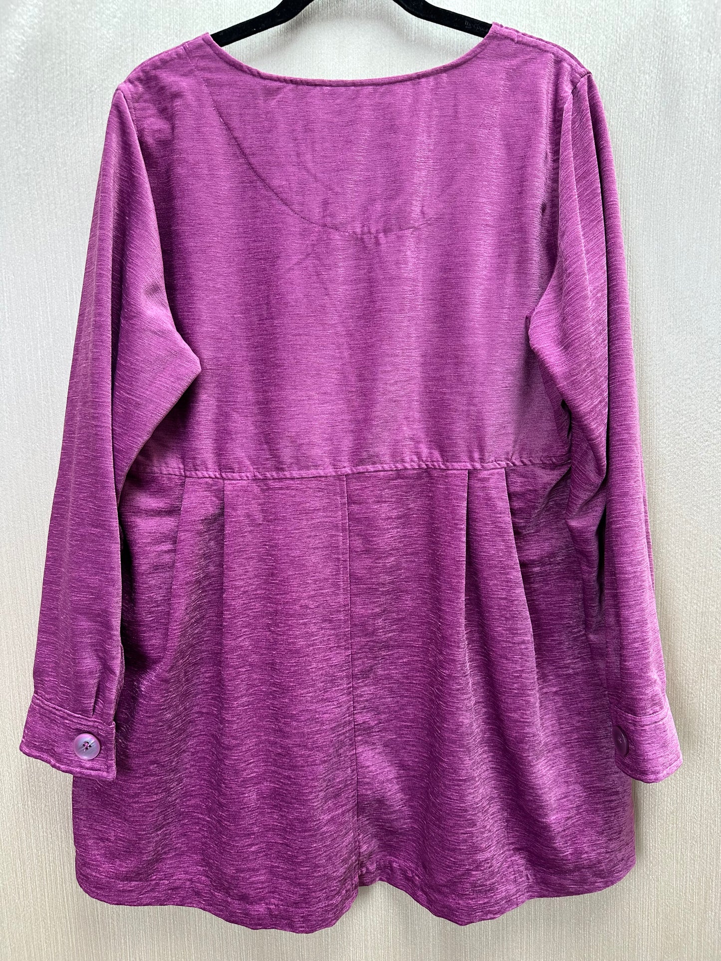 NWT - SOFT SURROUNDINGS fuchsia pink Velvet Chenille Pleated Fiona Shirt - L