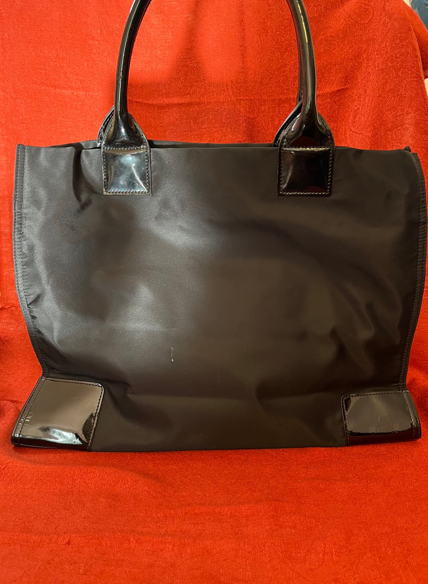 Black Nylon and Patent Leather Tory Burch Large Tote