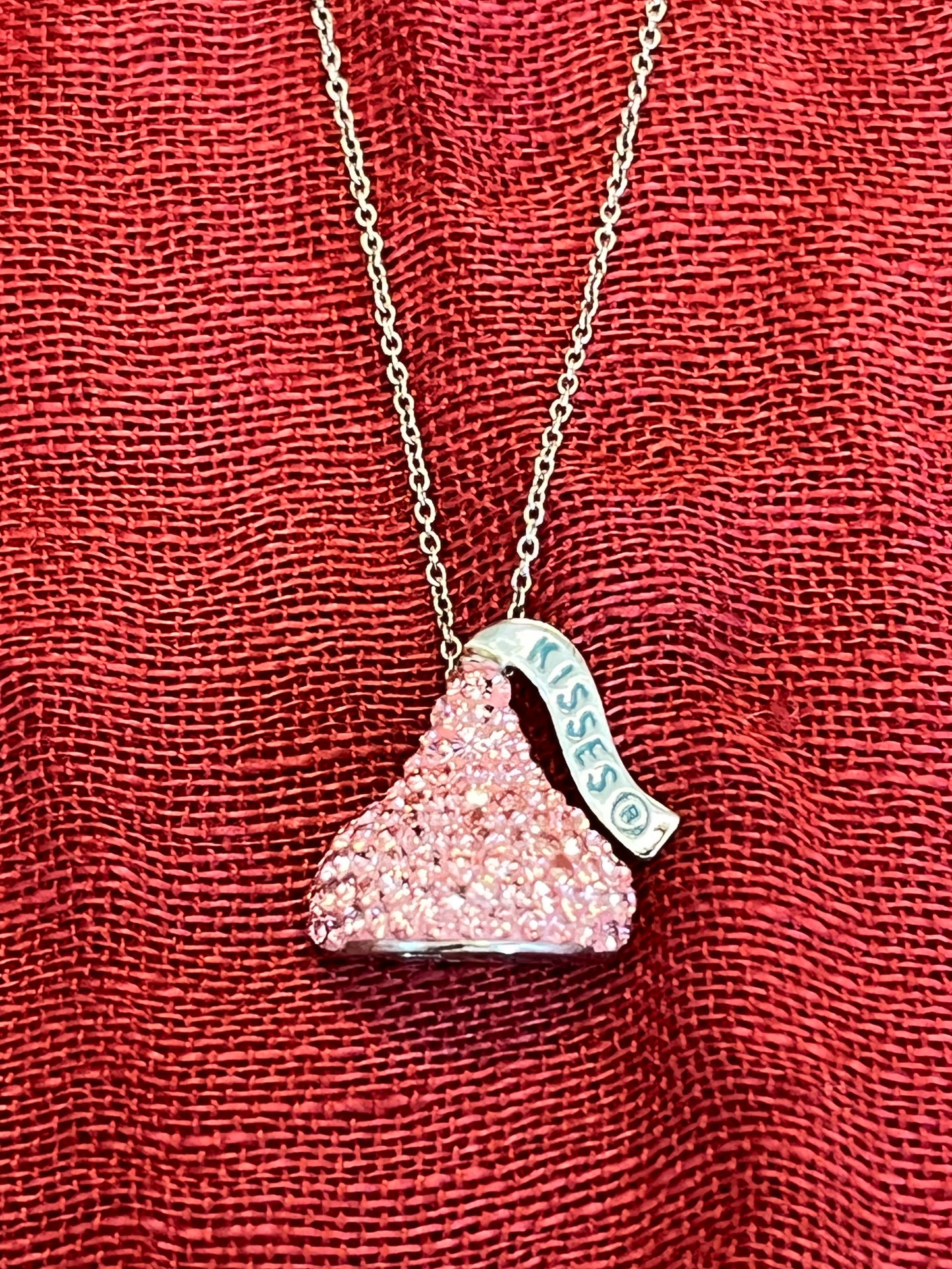 Sterling Pink CZ "Hershey's Kiss" Necklace