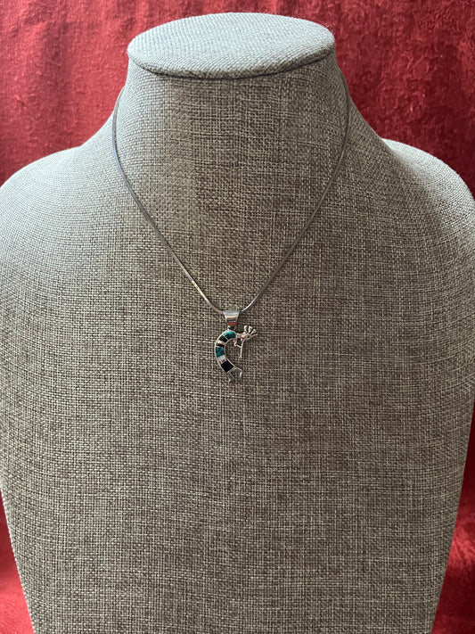 Sterling and Gemstone Kokopelli Pendant Necklace