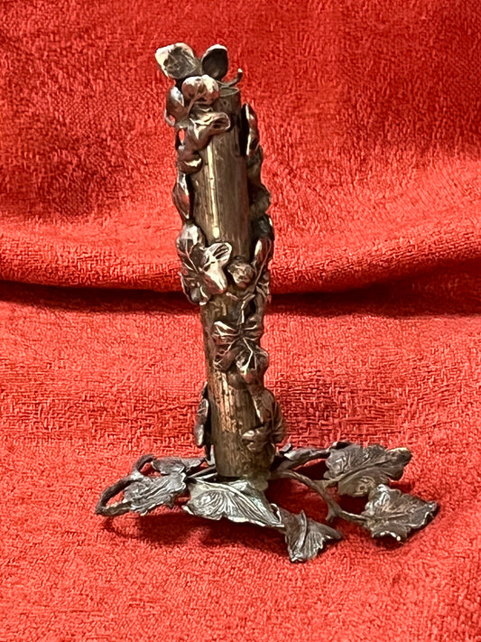 Silver Leaf Motif Bud Vase