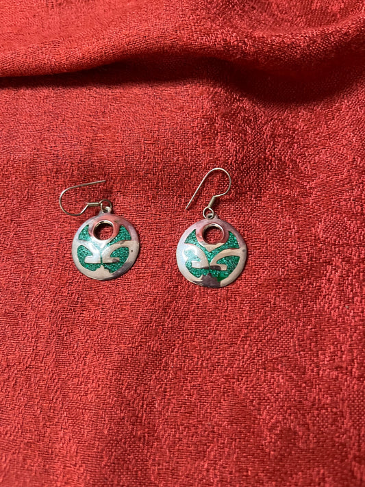 Handcrafted Sterling and Green Turquoise Earrings