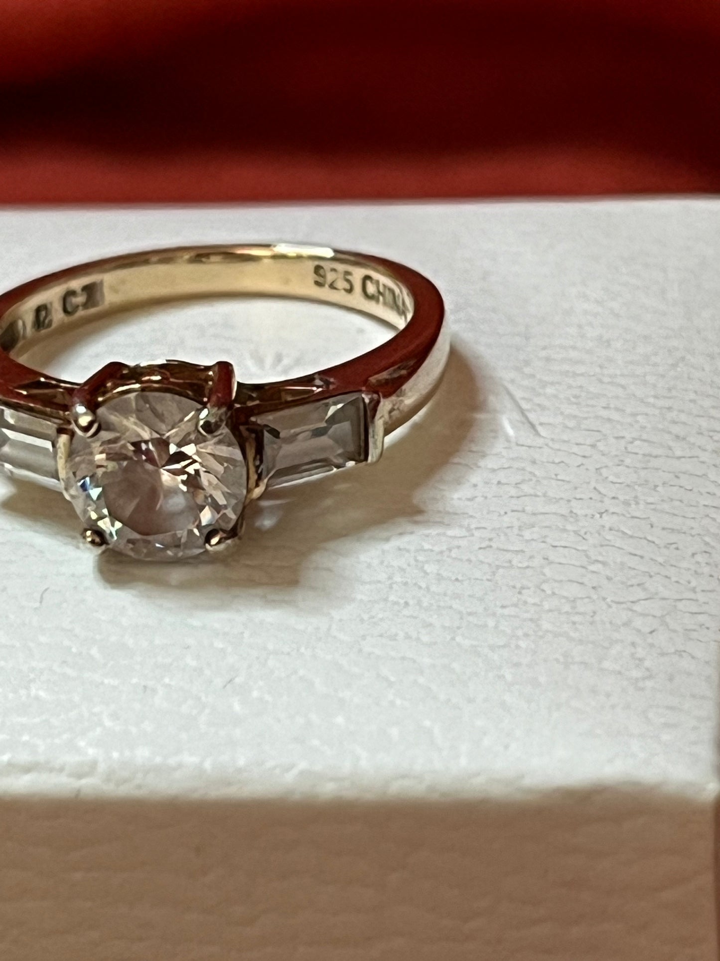 Sterling and CZ Engagement-Style Ring-size 7