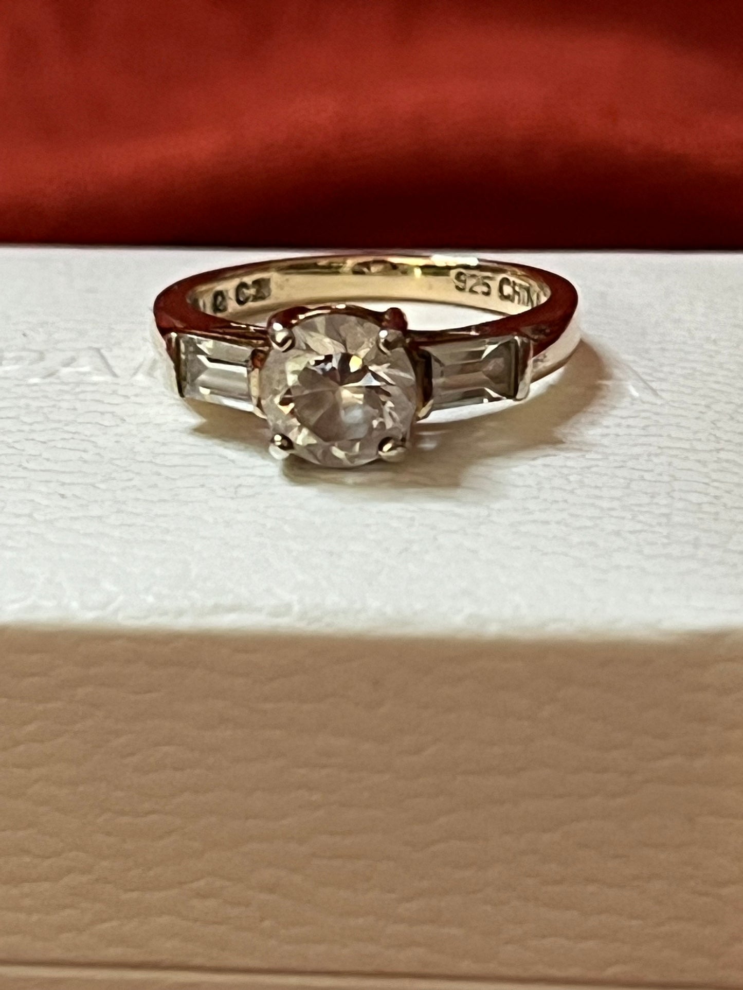 Sterling and CZ Engagement-Style Ring-size 7