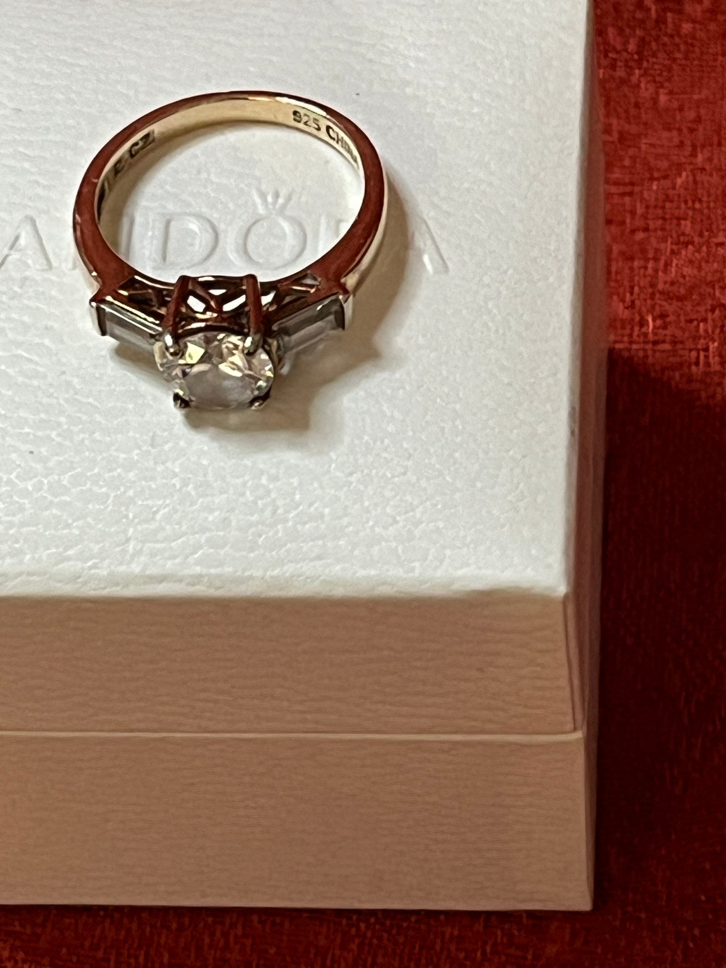 Sterling and CZ Engagement-Style Ring-size 7