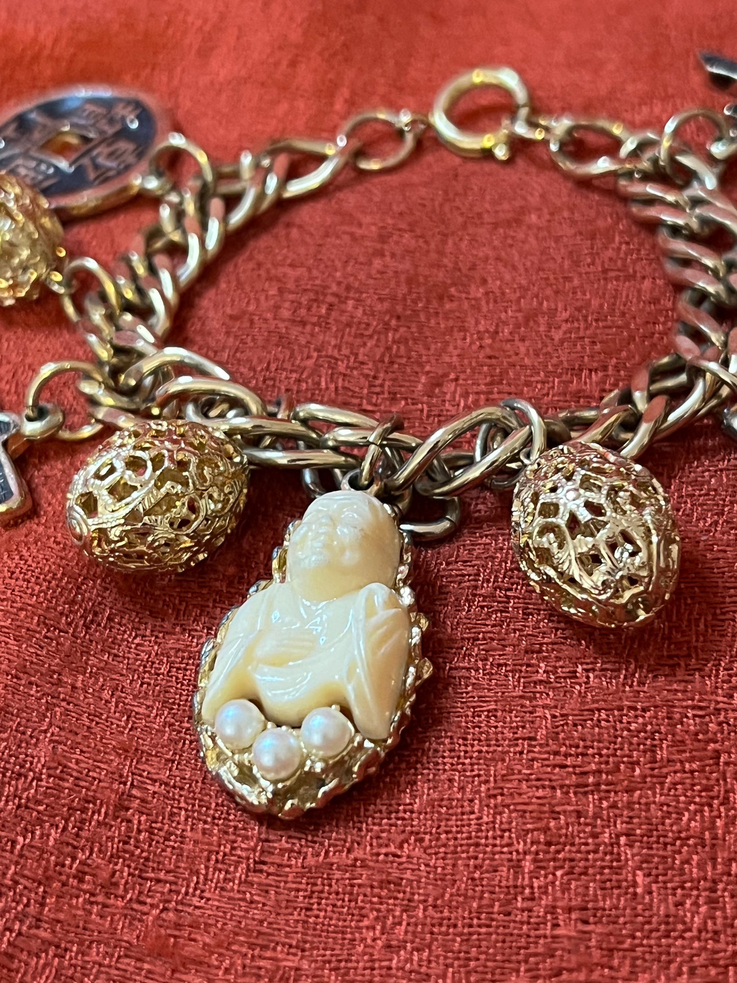 Vintage Asian Inspired Chunky Charm Bracelet