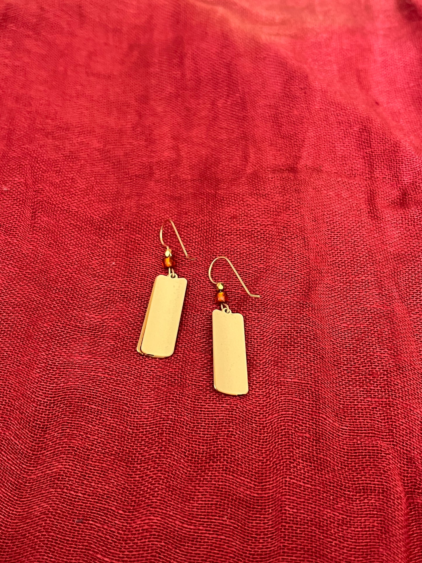 Gold Tone Earrings with Orange and Brown Accents