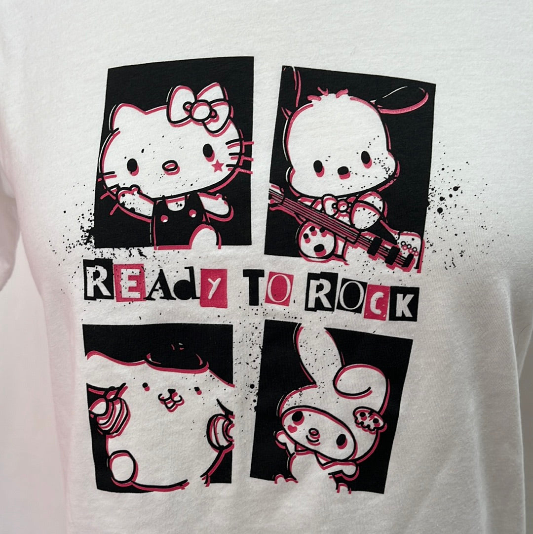 NWT -- Uniqlo White Sanrio Hello Kitty Band Short Sleeve T-Shirt -- XS