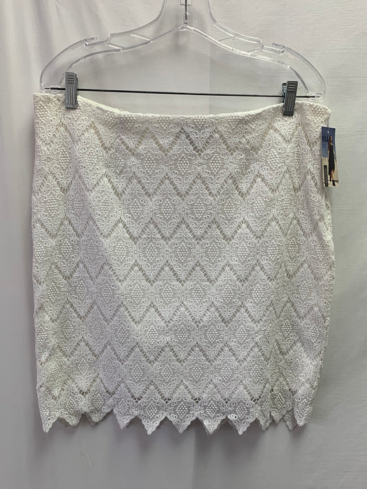 NWT - KAREN KANE white Lace Cotton Pencil Skirt - XL