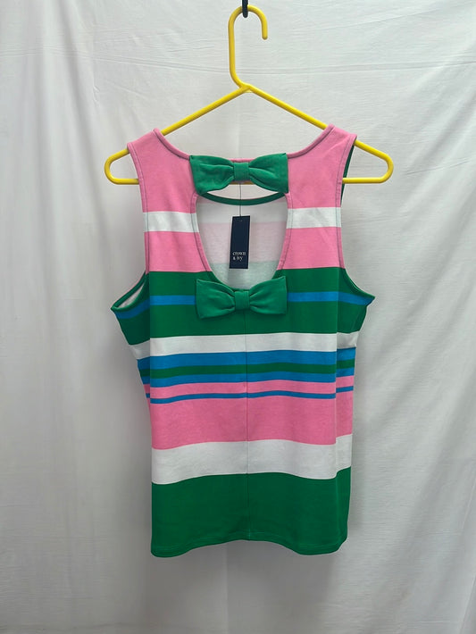 NWT -- Crown & Ivy pink green Stripe Garden Party Tank Top -- XL