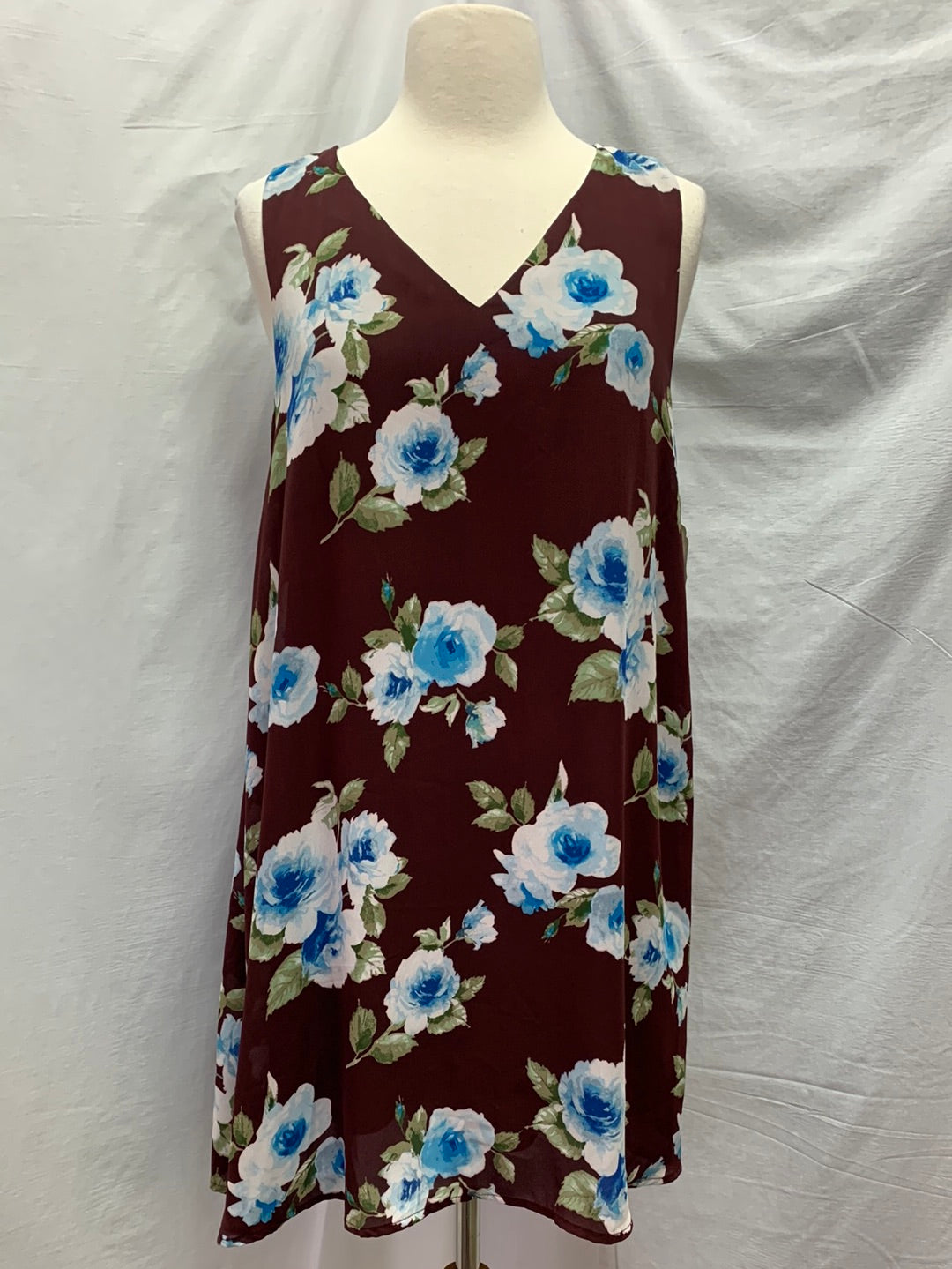 NWT - ALTAR'D STATE burgundy blue floral Sleeveless Trapeze Dress - M